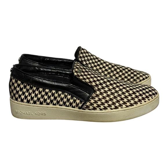 Michael Kors Shoes - Michael Kors Houndstooth Slip On Sneakers Black White Women's Size 9.5M